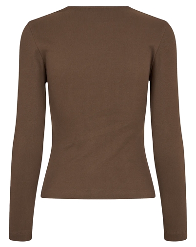 Stine Goya - Long Sleeve Rib Top - Chicory Coffee